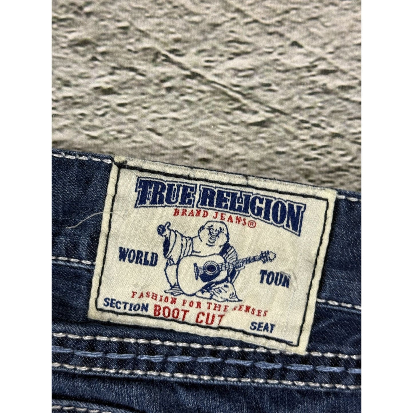 True Religion blue jeans white stitching Y2K bootcut