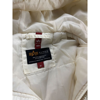 Alpha Industries sherpa zip hoodie white