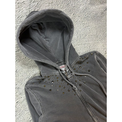 True Religion zip hoodie studded grey Y2K