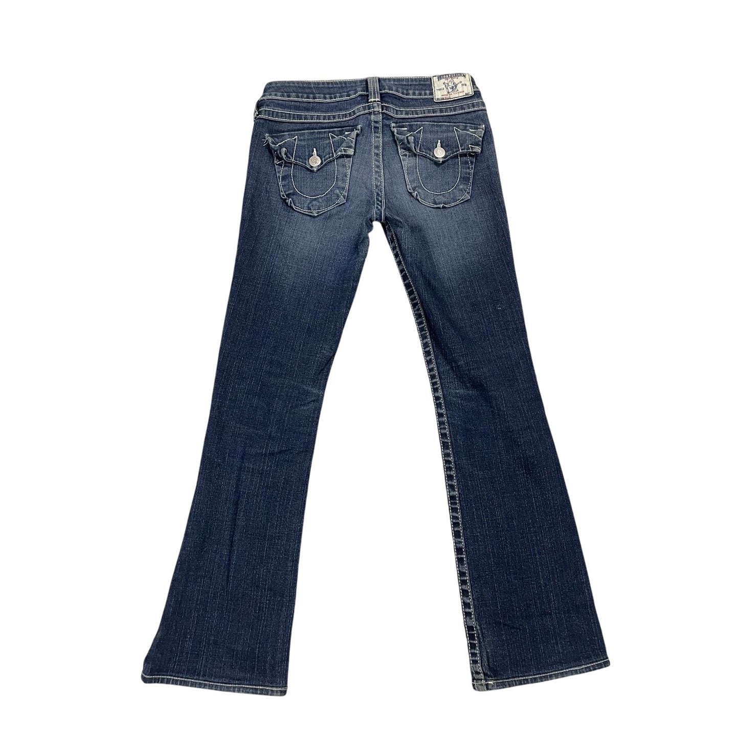 True Religion blue jeans flared bootcut stitching becky