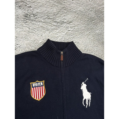 Chief Keef Polo Ralph Lauren zip sweater USA big pony navy