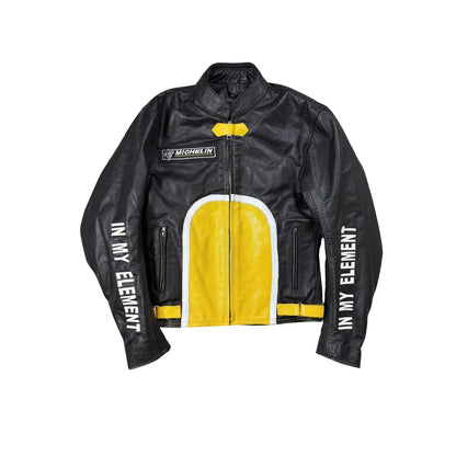 Red Rock Star Leather Jacket made in italy Y2K Bozzetti
