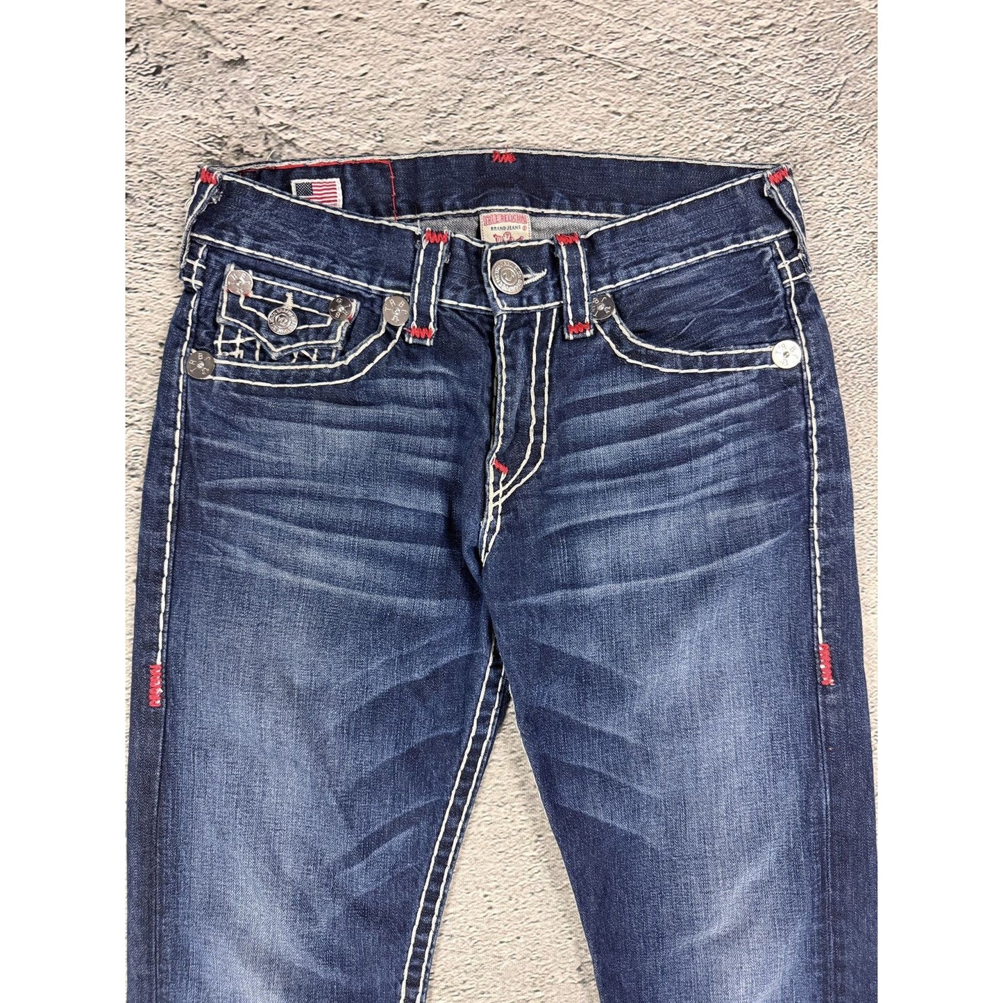 True Religion blue jeans Red Tab stitching Y2K Ricky
