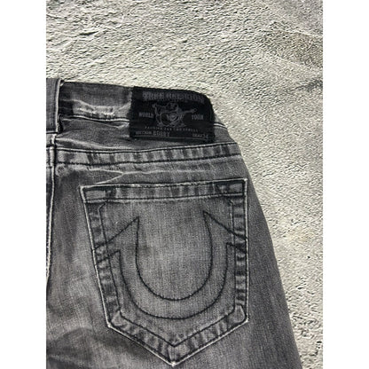 True Religion jeans grey black thick stitching Bobby