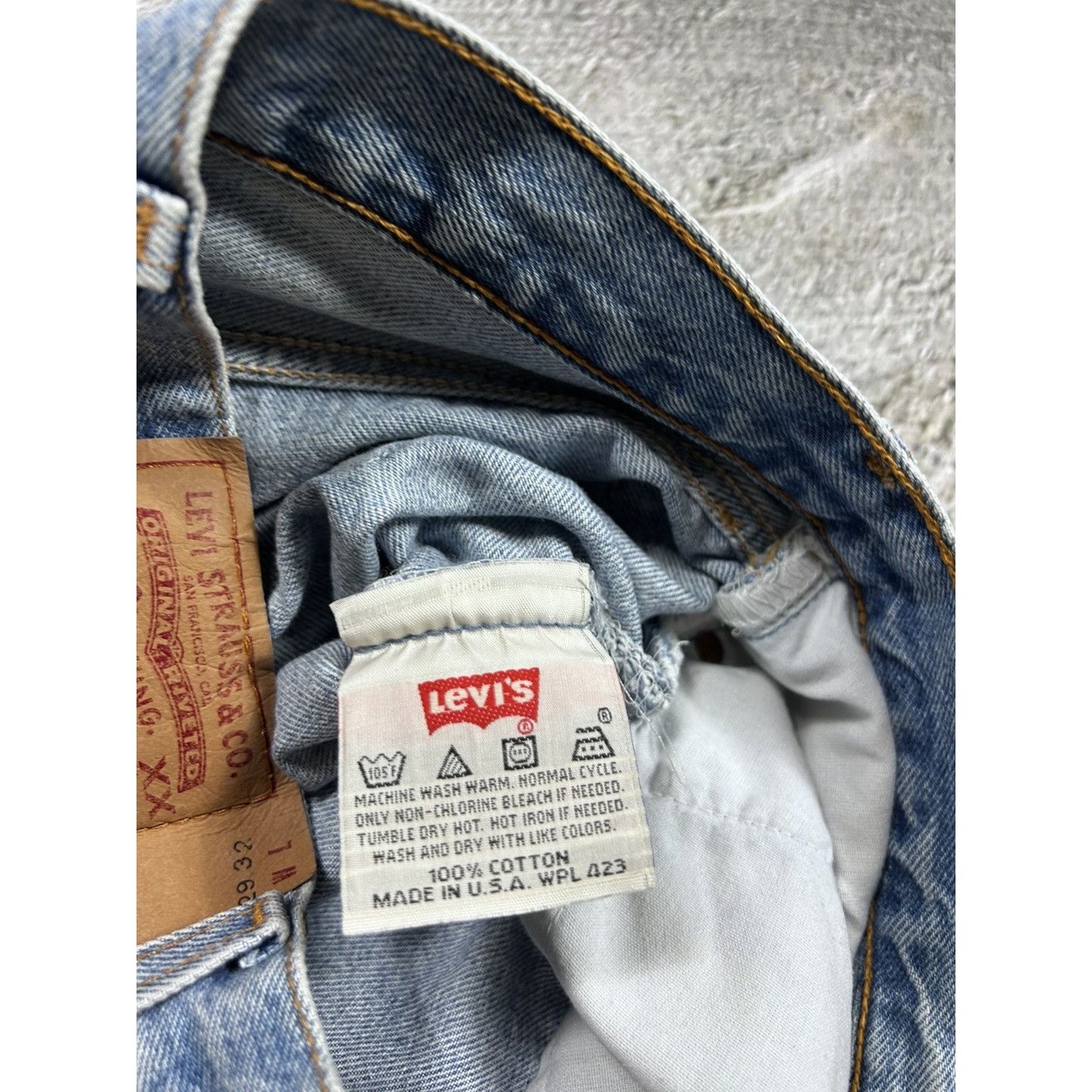 Levi’s 501 jeans made in USA vintage 90s baby blue denim