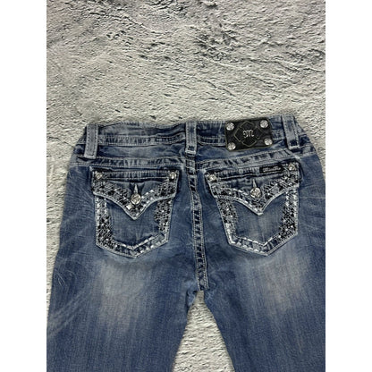 Miss Me flared bootcut white stitching denim vintage y2k