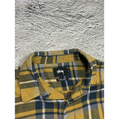 Stussy flannel shirt yellow checked vintage