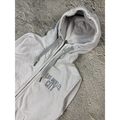 True Religion zip hoodie grey rhinestones logo Los Angeles