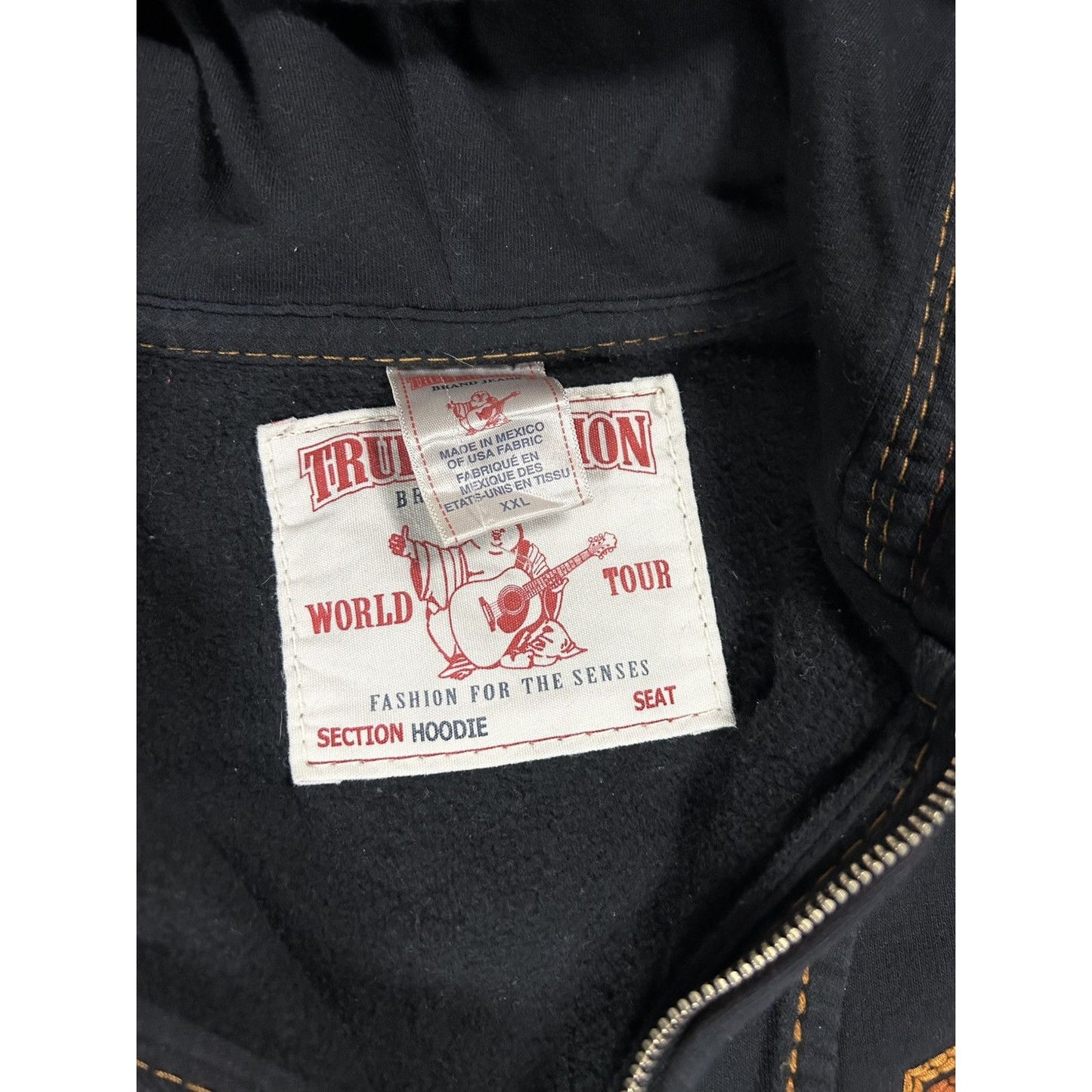 True Religion vintage black zip hoodie white big logo
