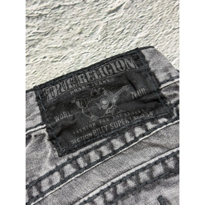 True Religion jeans grey black thick stitching Billy bootcut