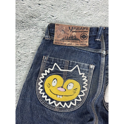 Evisu Yamane jeans embroidery japanese vintage cat face gull