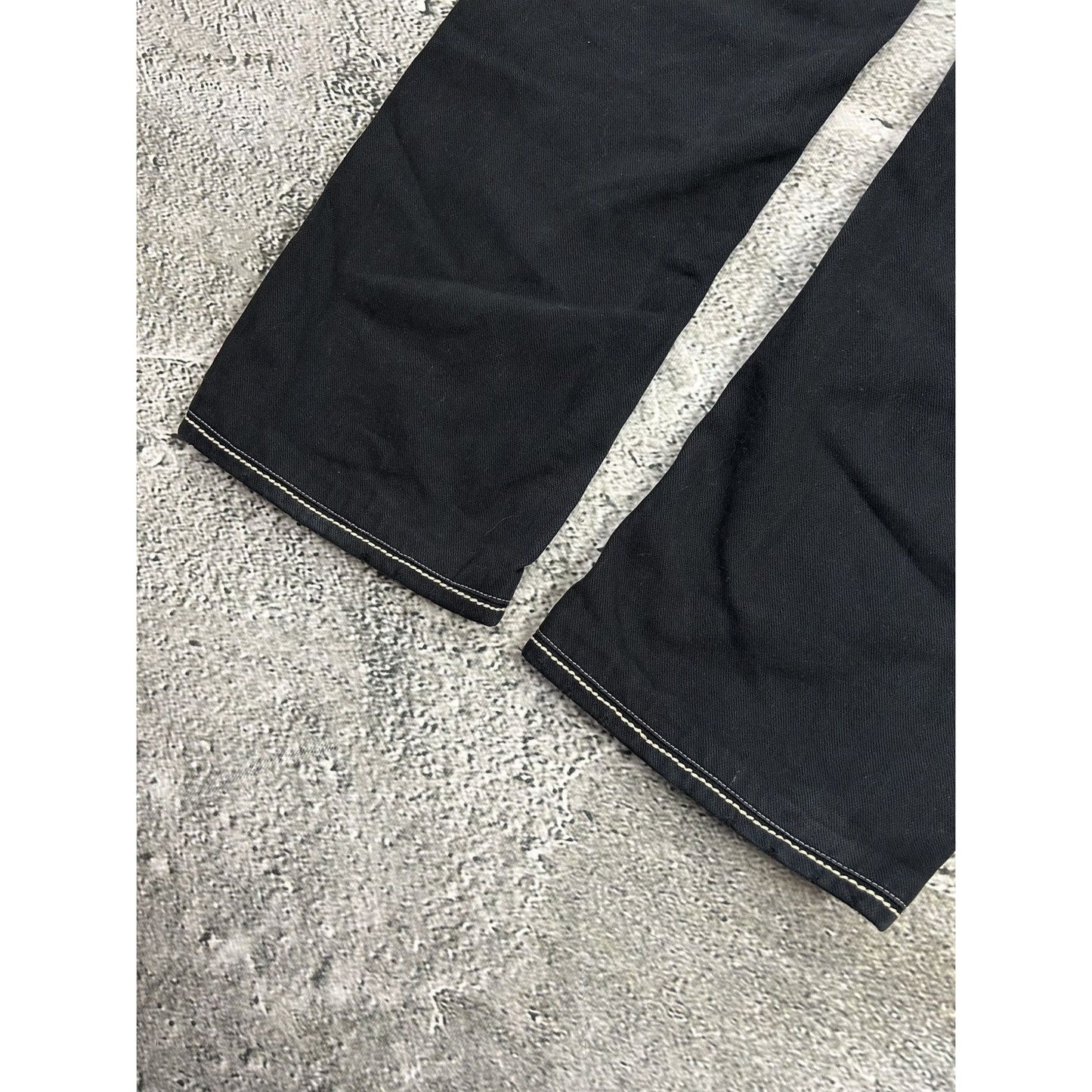 True Religion vintage black jeans denim thick stitching Y2K