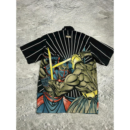 90s Pelle Pelle vintage full print samurai shirt button up