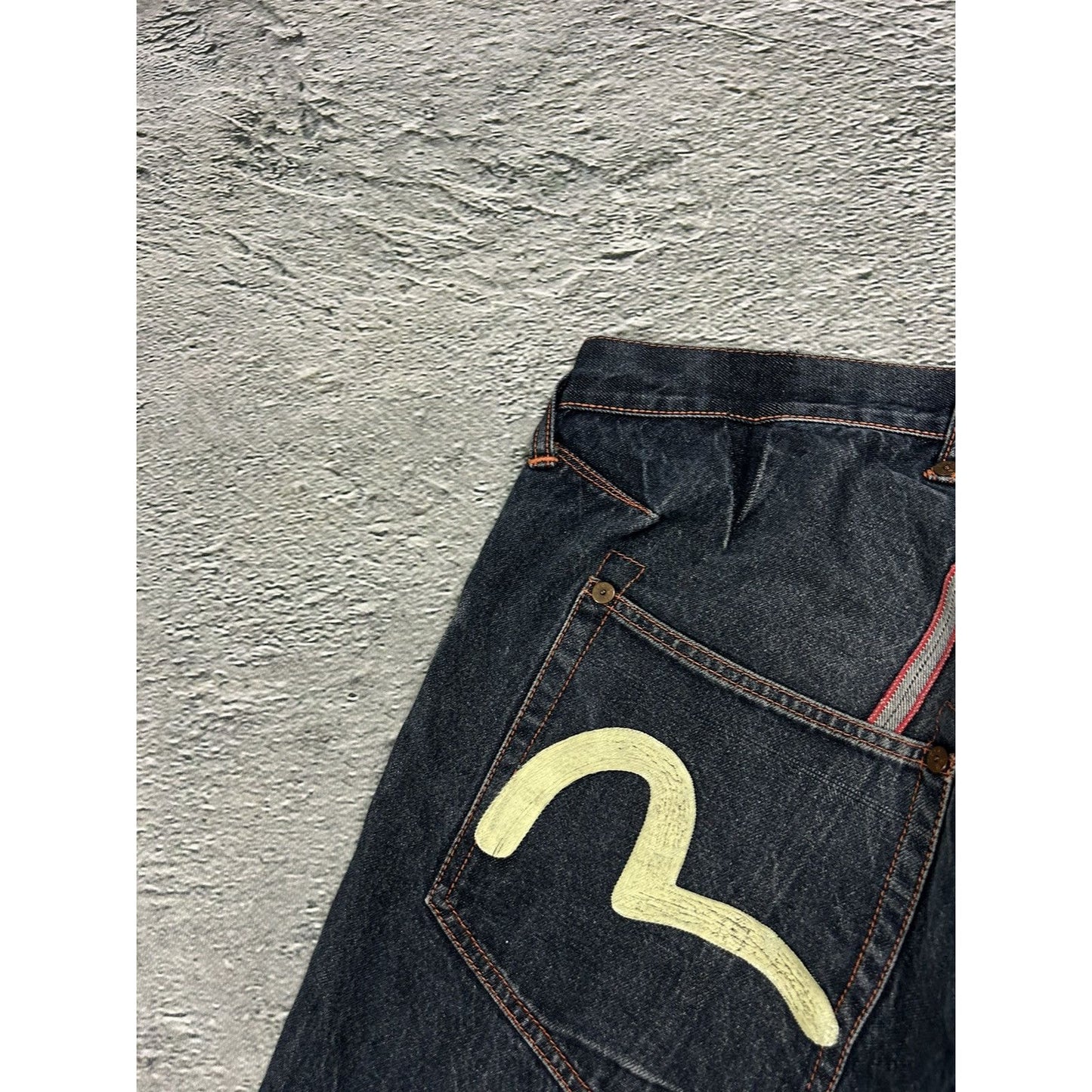 Evisu jeans vintage handpainted seagull inside out selvedge