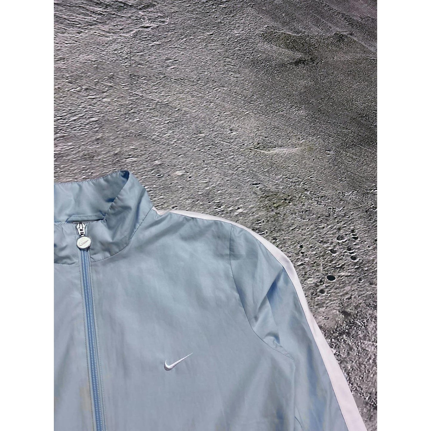 Nike nylon track jacket baby blue vintage drill Y2K