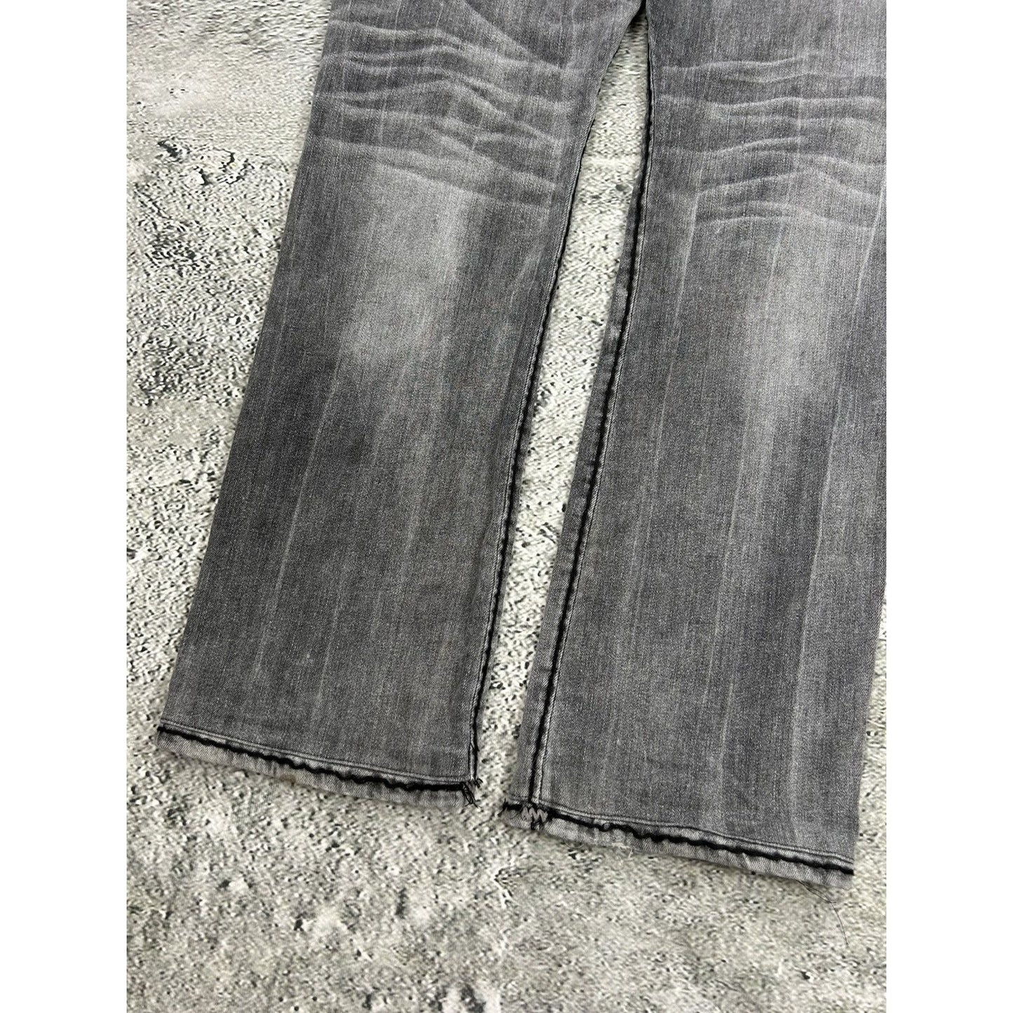 True Religion jeans grey black stitching Ricky Y2K