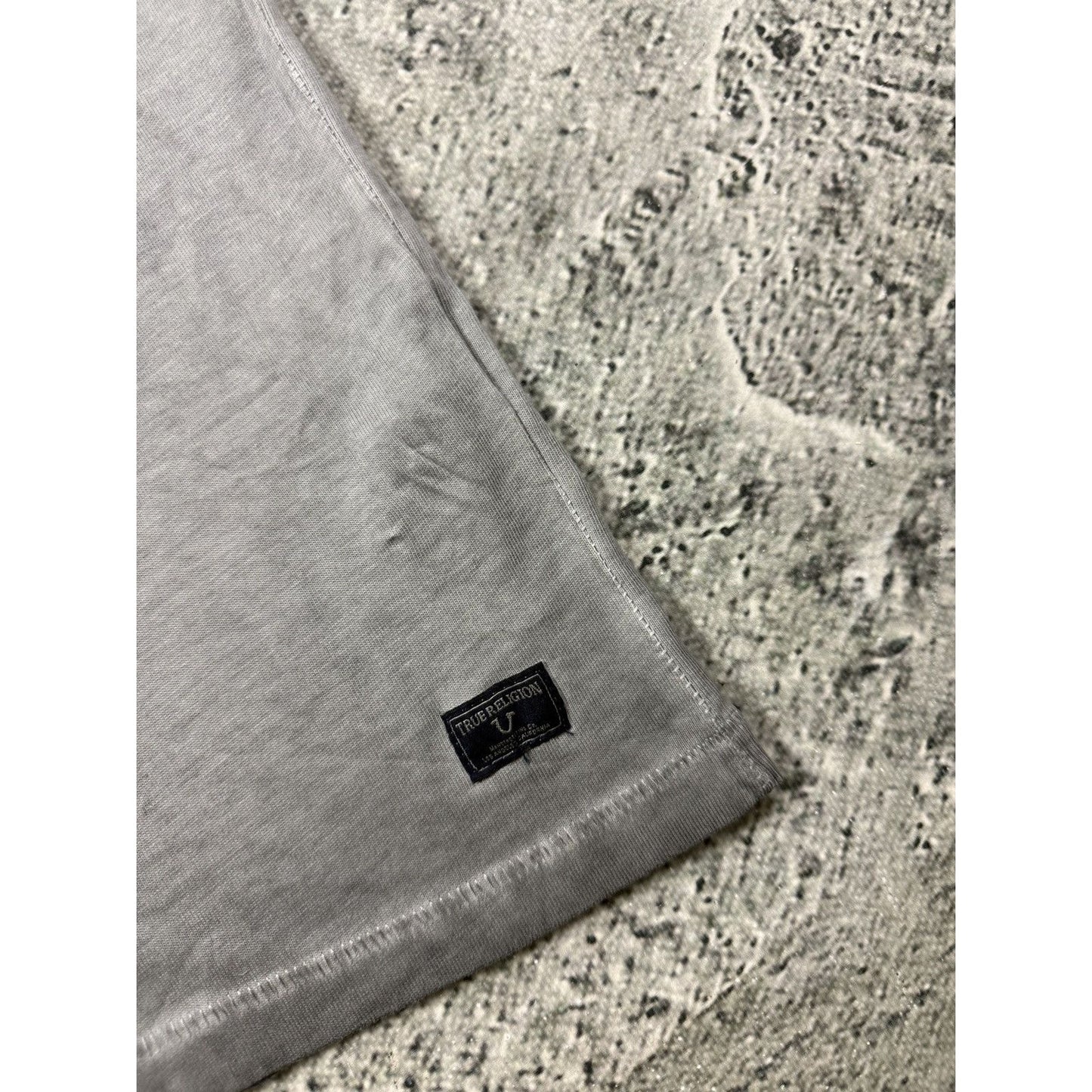 True Religion gray cross studded T-shirt big logo washed