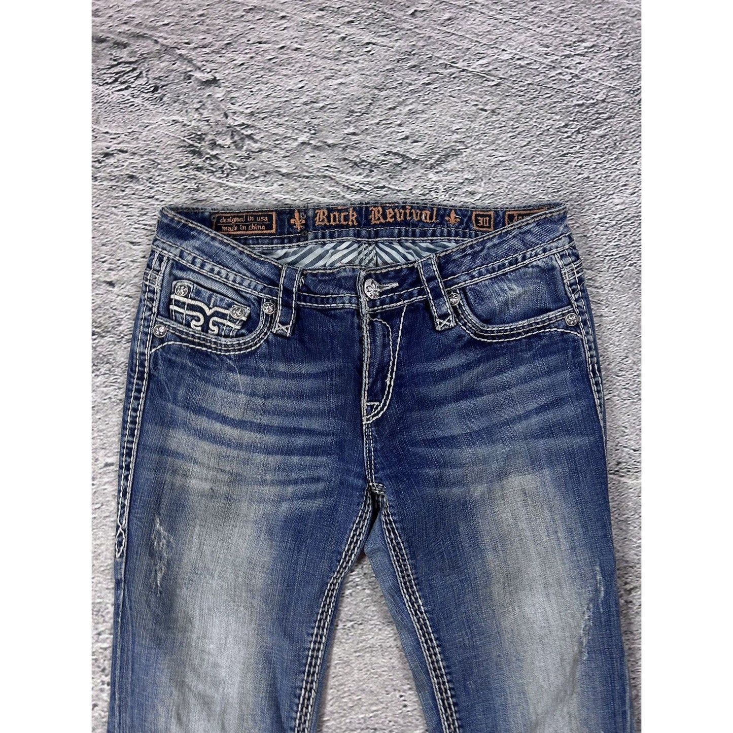 Rock Revival rhinestone jeans Y2K flared bootcut Jamila
