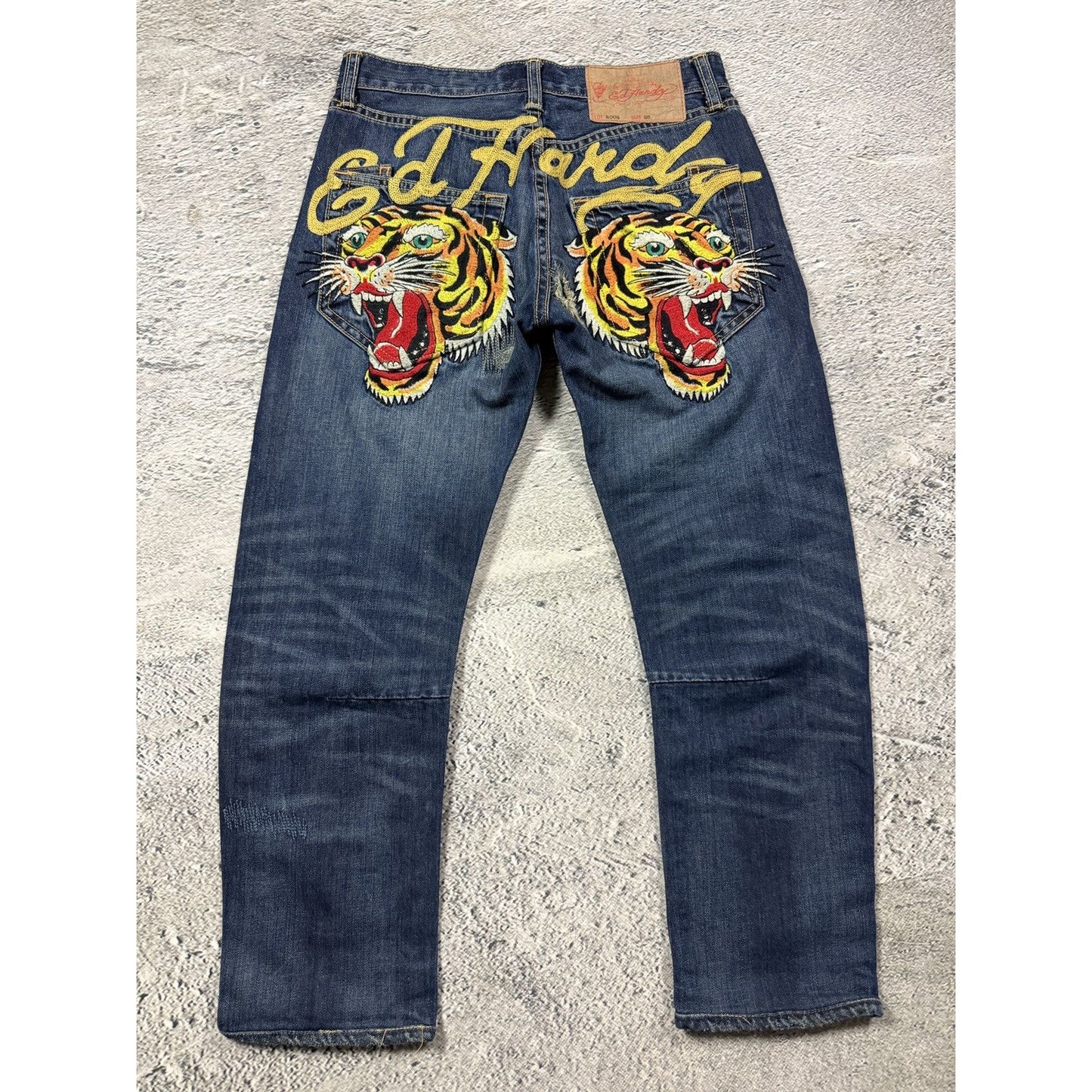 Ed Hardy vintage jeans tigers embroidered big logo pants