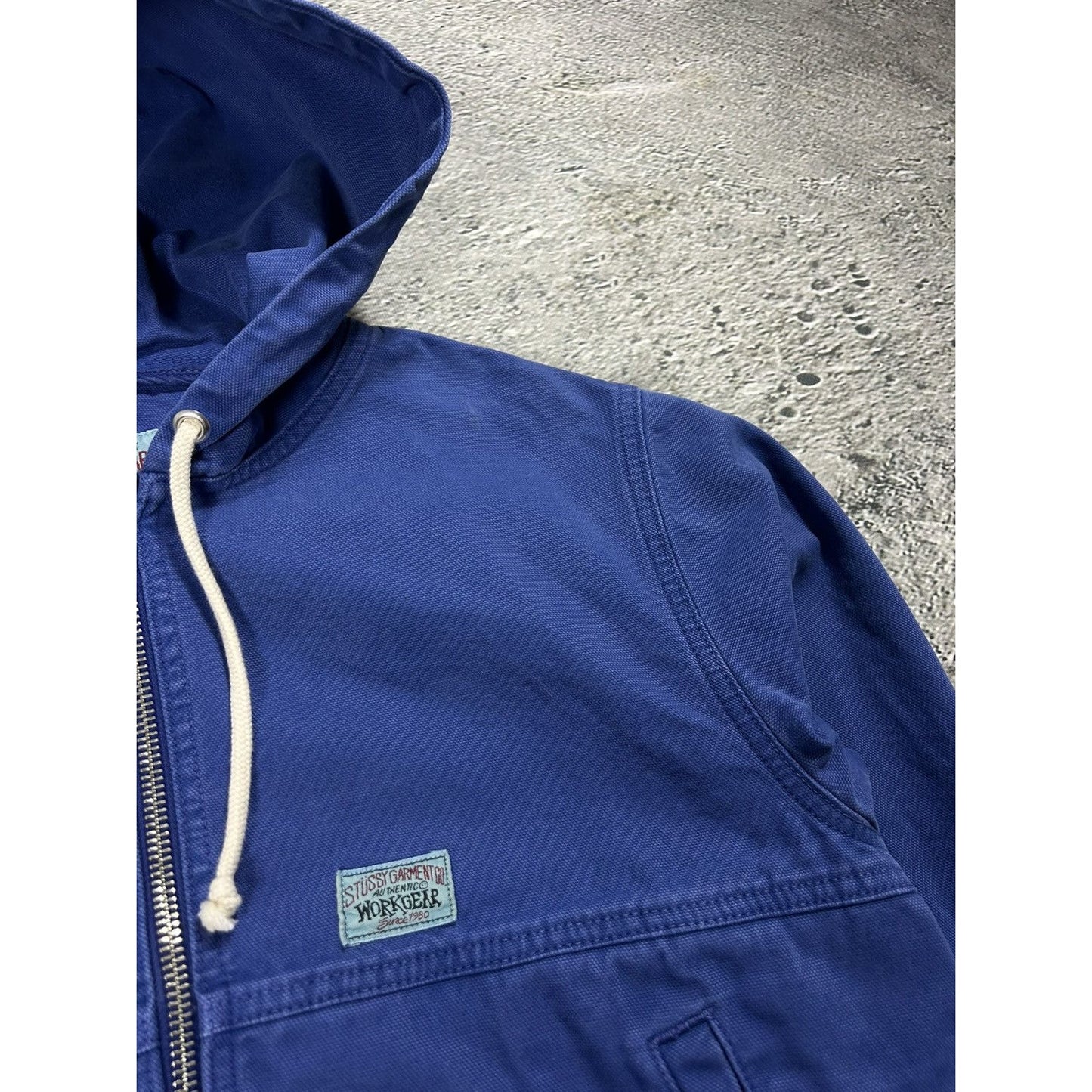 Stussy work jacket unlined canvas blue workwear active