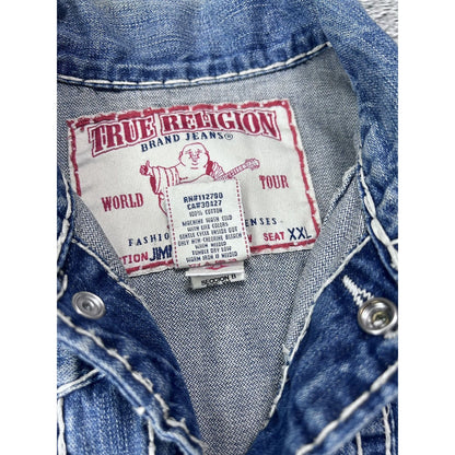 True Religion denim jacket trucker blue contrast stitching