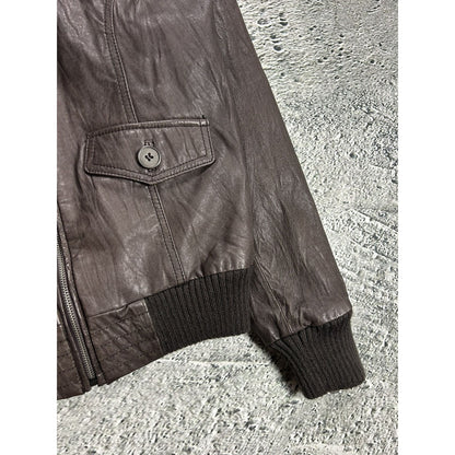Leather Jacket Vintage hooded brown Y2K Bik Bok
