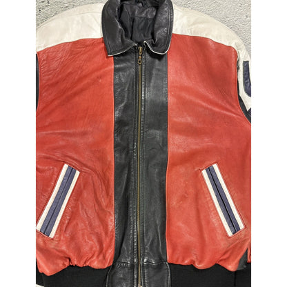 Vintage USA leather jacket flag black red white Max Moser