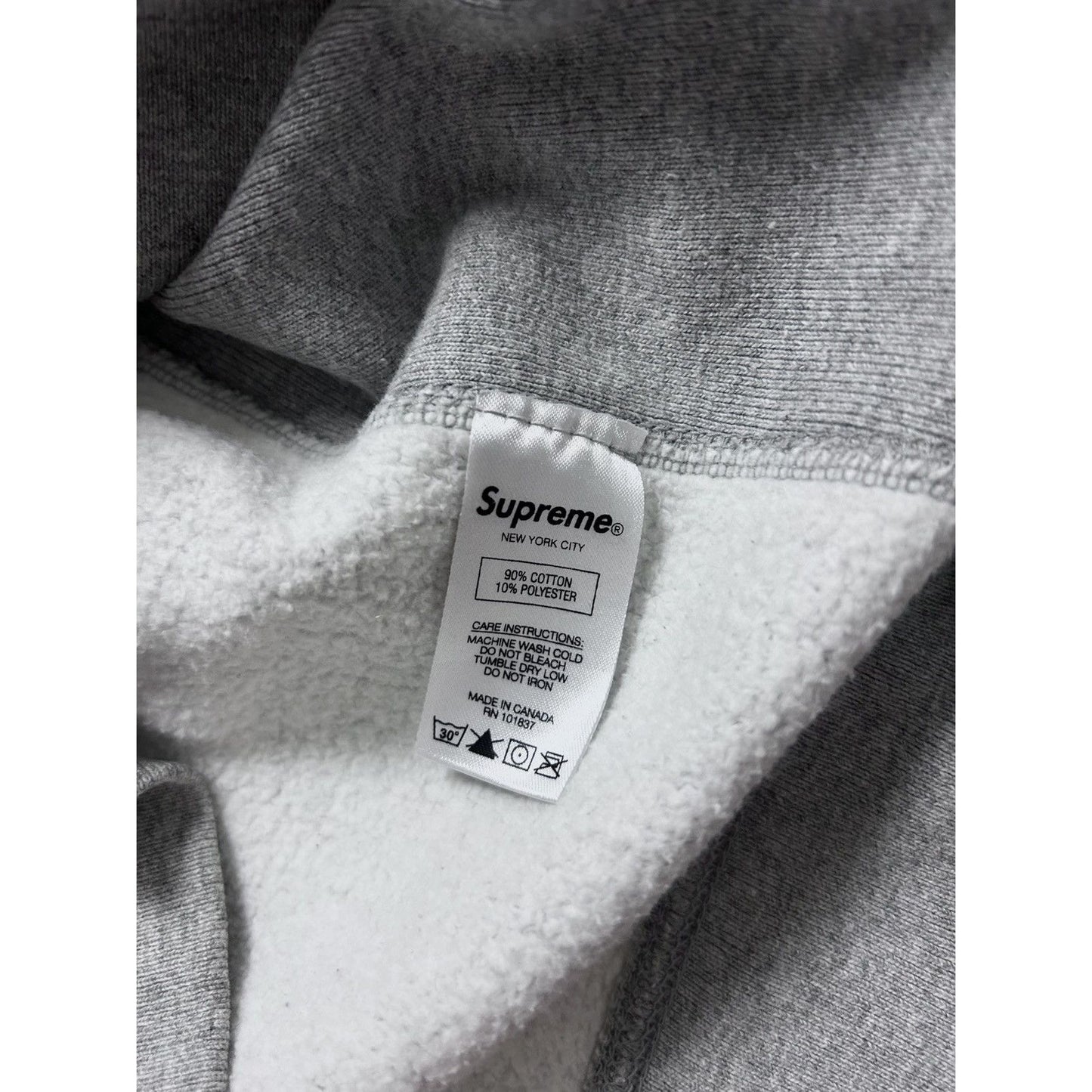 Supreme hoodie grey micrologo FW19