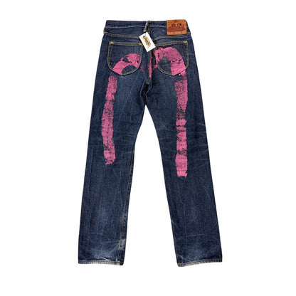 Evisu jeans daicock big logo vintage pink washed