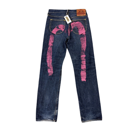 Evisu jeans daicock big logo vintage pink washed