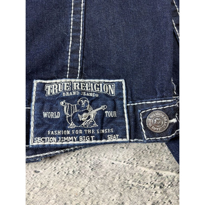 True Religion Raw denim jacket navy Blue white fat stithing