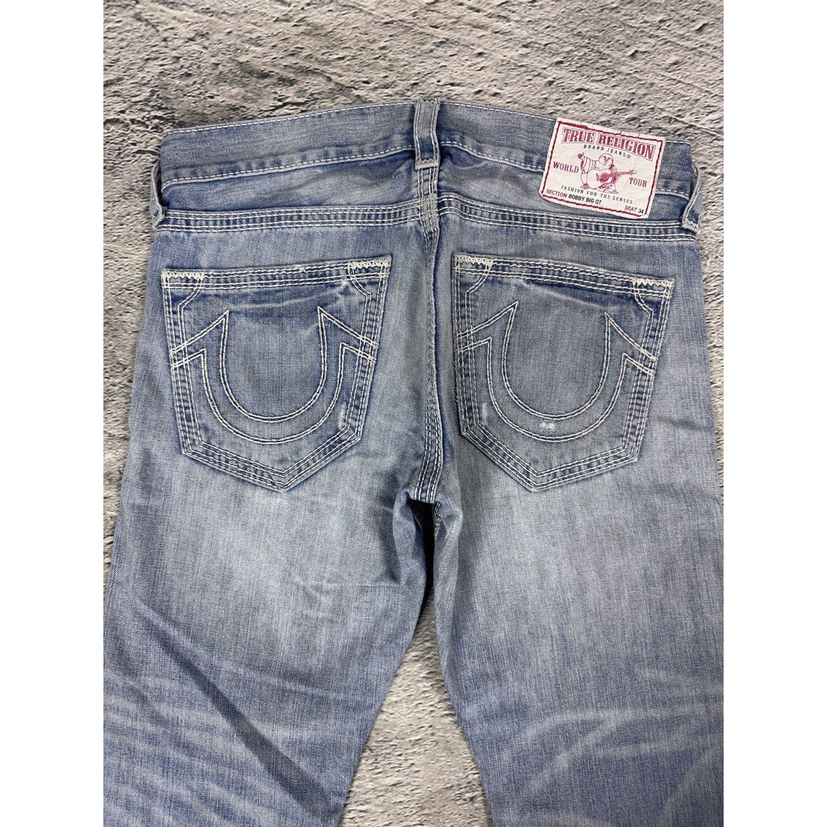 True Religion blue jeans white thick stitching Y2K Bobby
