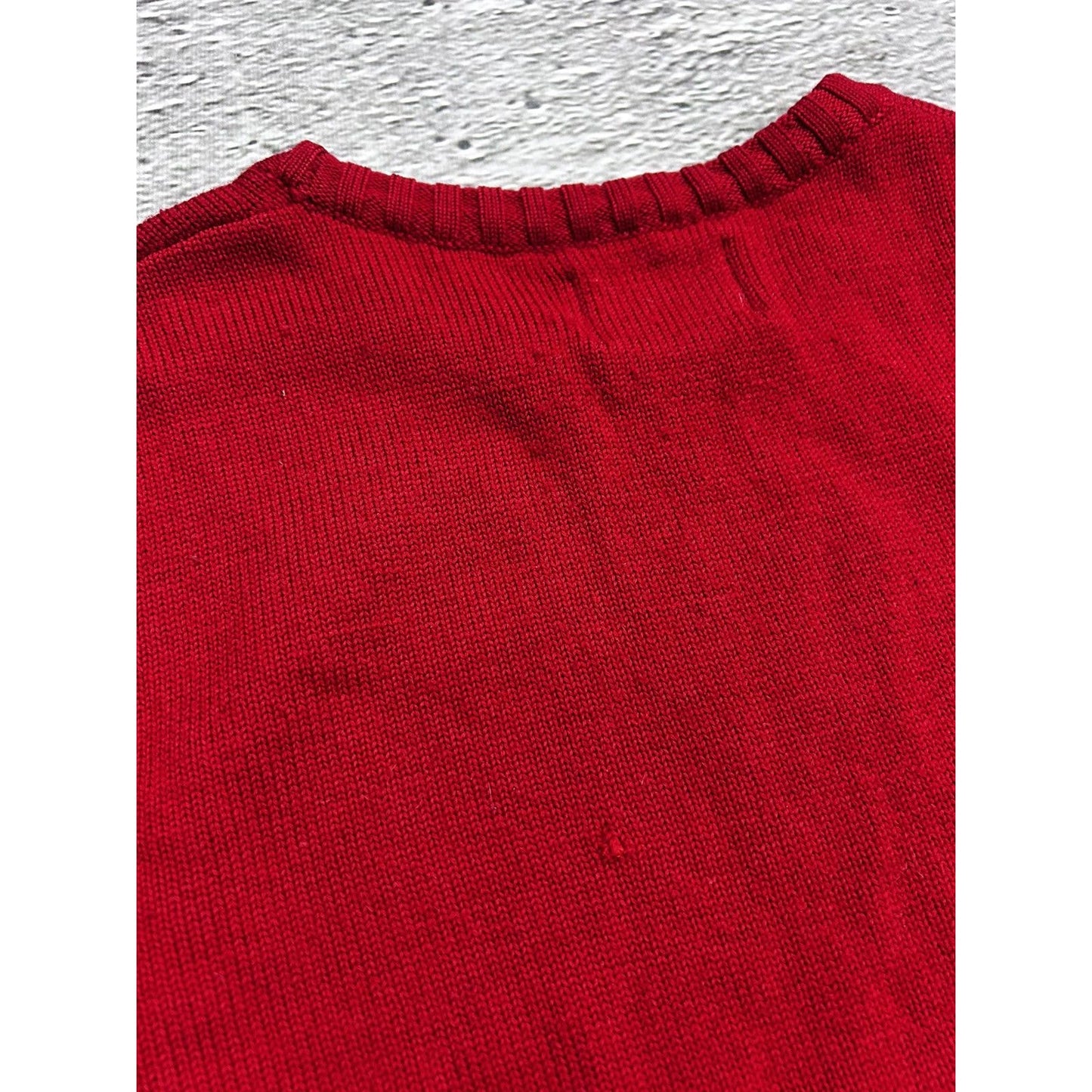 Evisu sweater wool vintage red knit face logo on sleeves