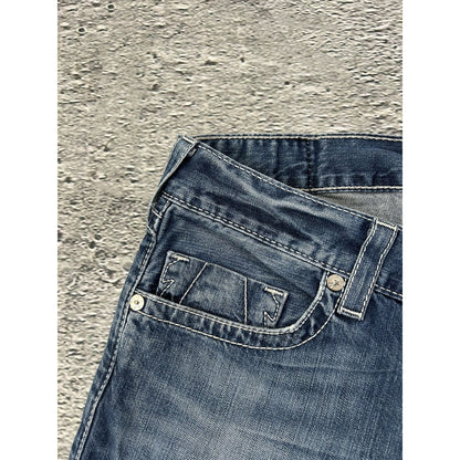 True Religion blue jeans thick stitching straight Y2K