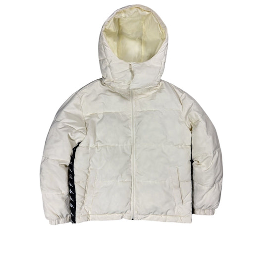 Kappa vintage down jacket hooded white side striped