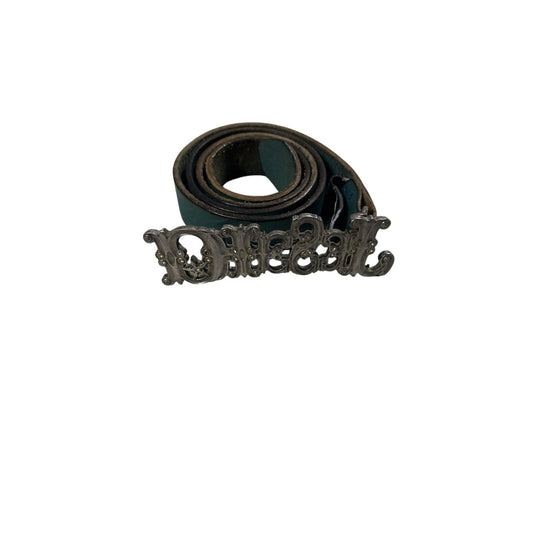 Diesel leather belt big buckle Y2K blue silver