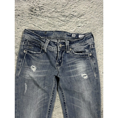 Miss Me flared bootcut white stitching denim vintage y2k