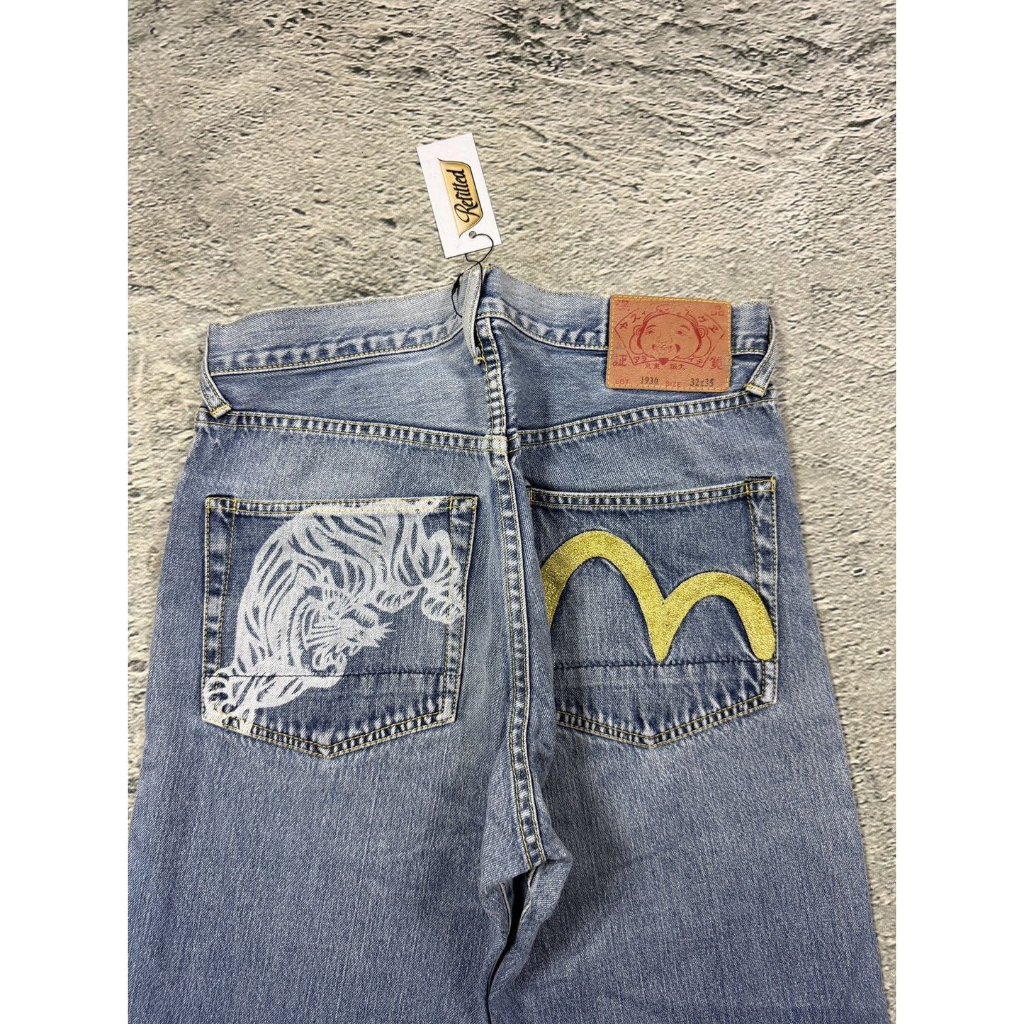 Evisu jeans tiger big logo gold selvedge denim Japan