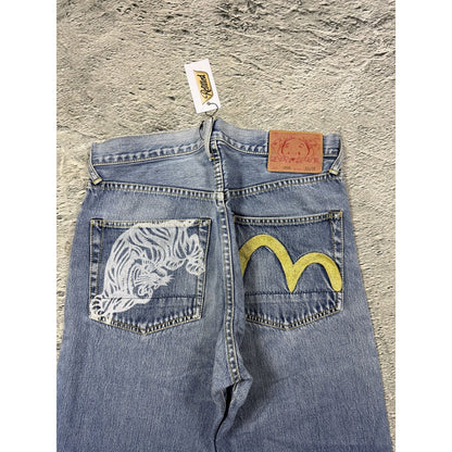 Evisu jeans tiger big logo gold selvedge denim Japan