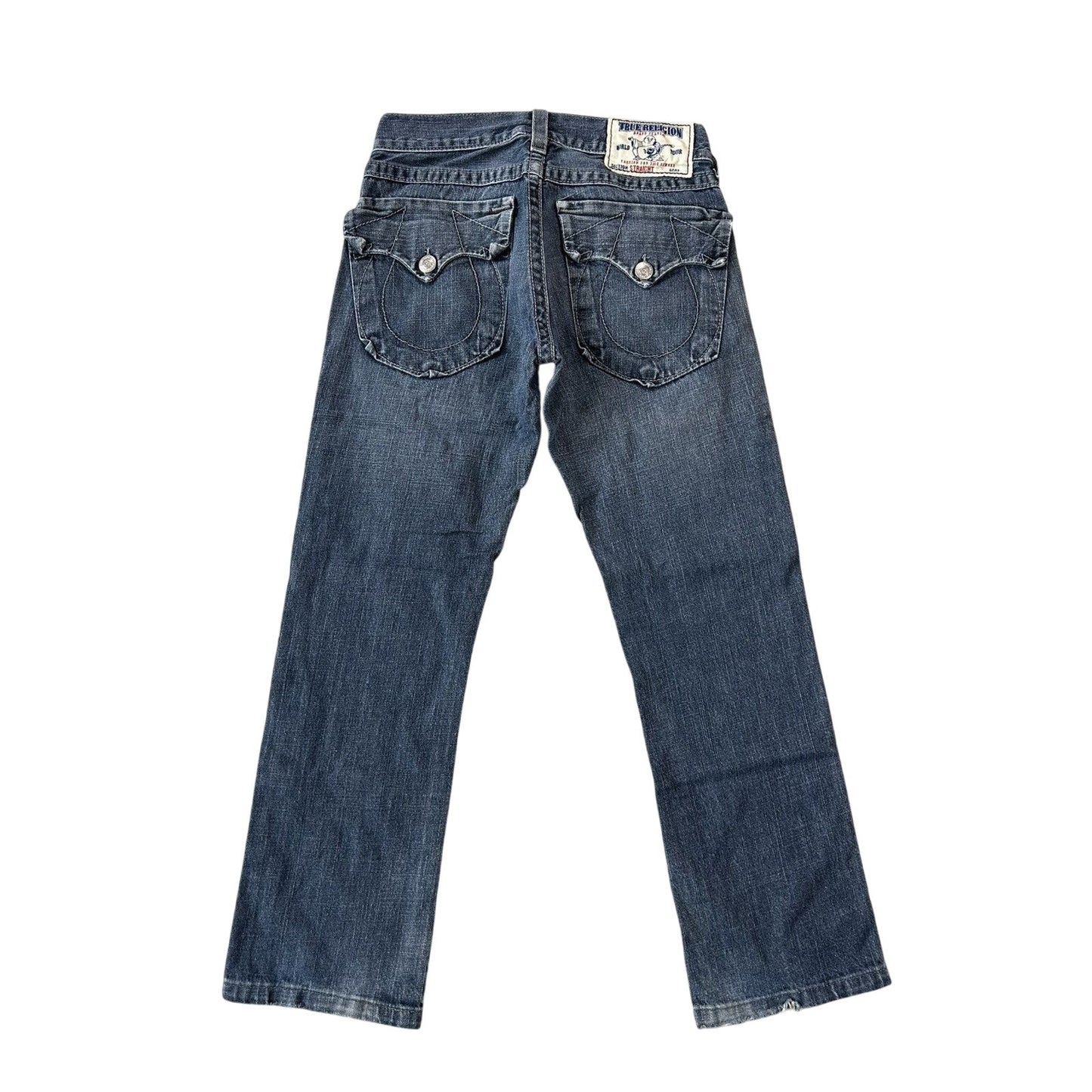 True Religion vintage jeans navy blue thick stitching Y2K