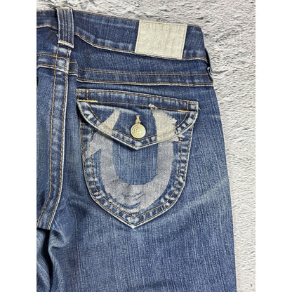 True Religion jeans Flared bootcut navy silver blue painted