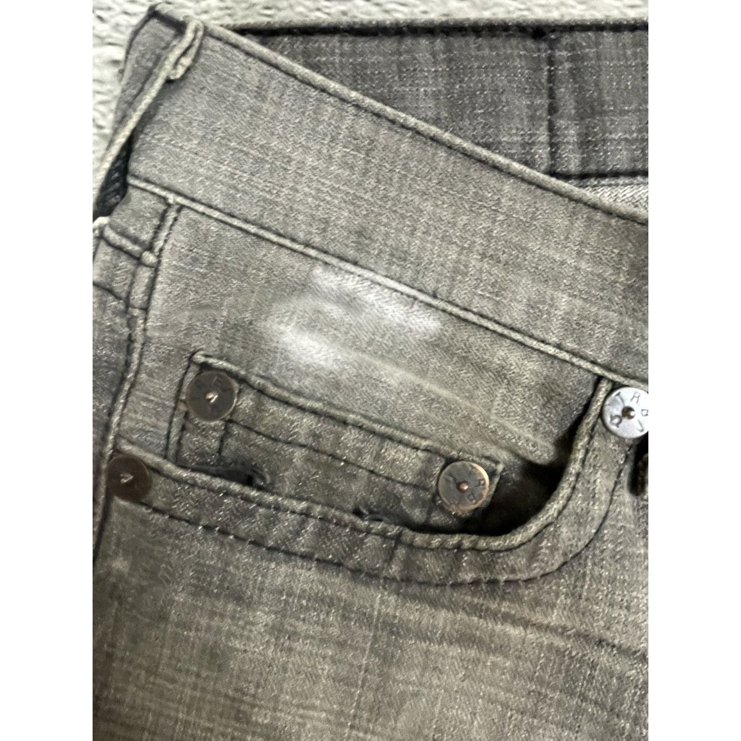 True Religion jeans grey black leather patch Bobby straight