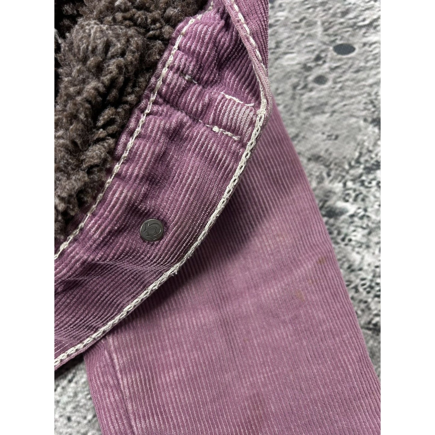 True Religion corduroy denim jacket sherpa trucker pink