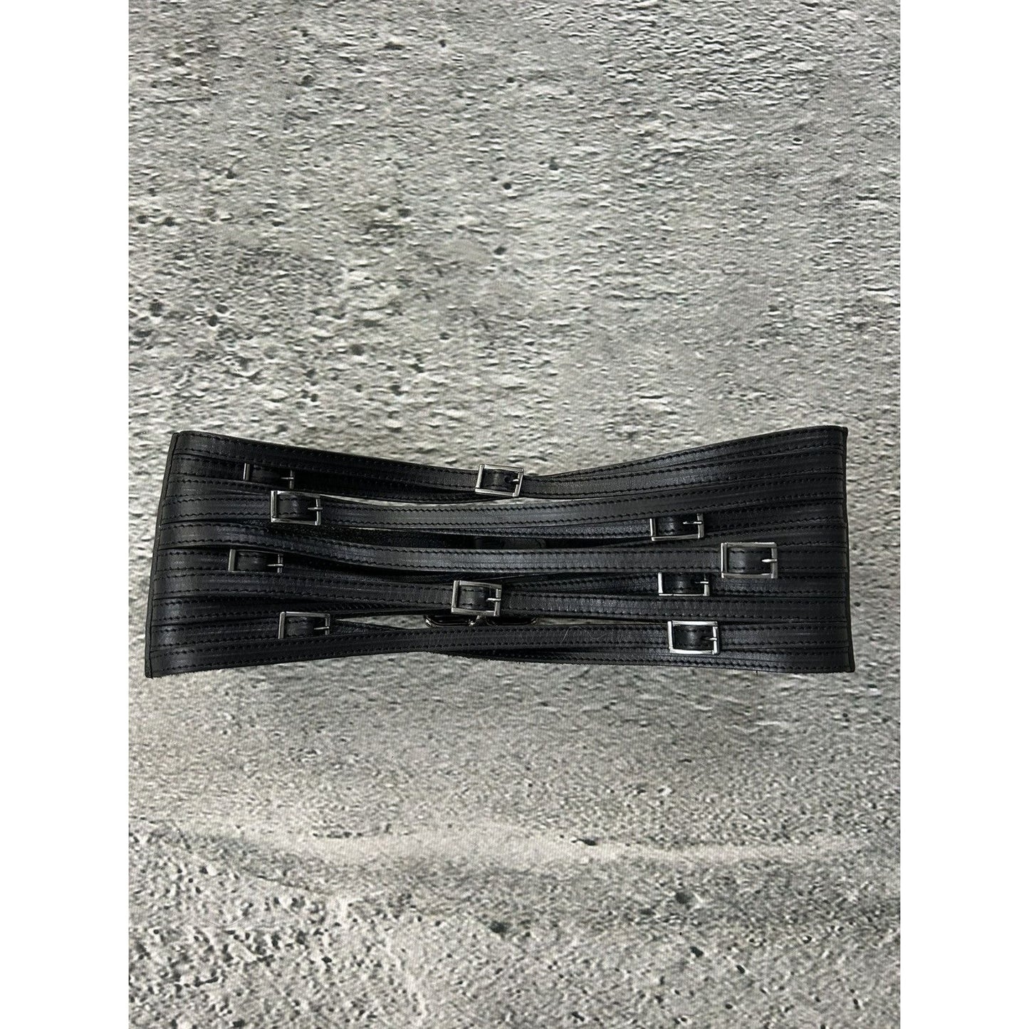 Iceberg belt black leather cowboy avant-garde