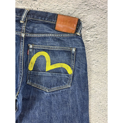 Evisu jeans daicock big logo yellow selvedge denim