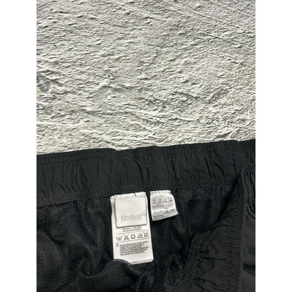 Reebok black track pants nylon parachute Y2K big logo