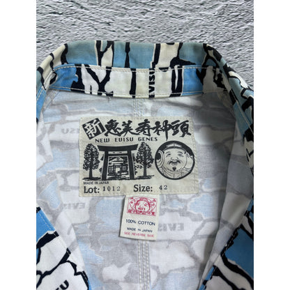 Evisu Japan vintage denim jacket blue white sky camo