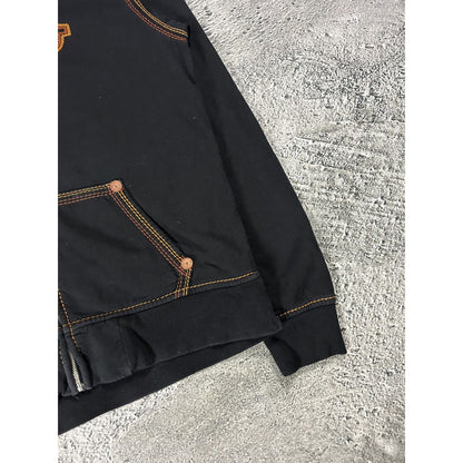 True Religion vintage black zip hoodie white big logo
