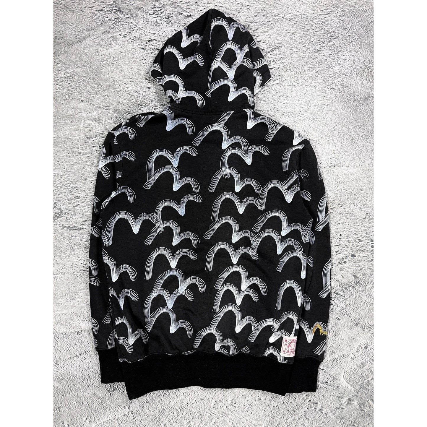 Evisu zip hoodie black vintage big logo monogram seagulls Y2K