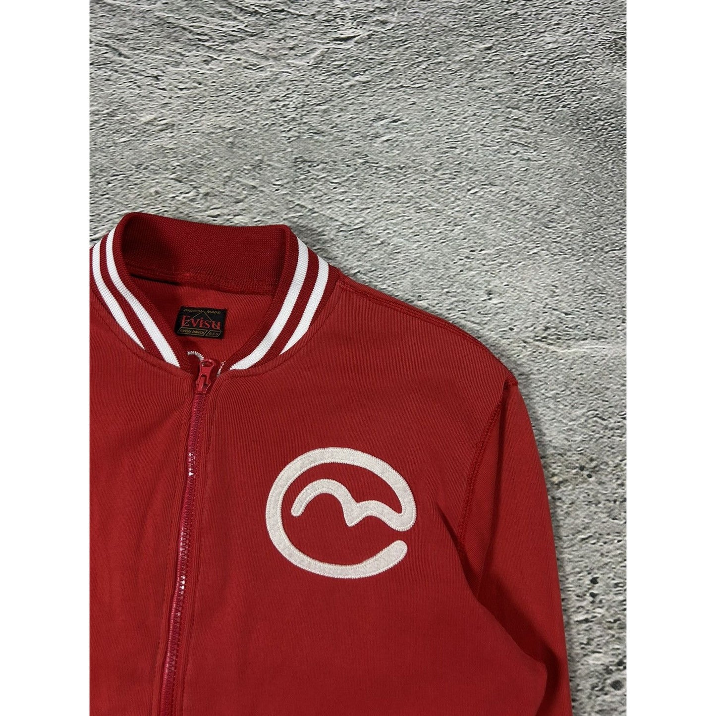 Evisu Mighty varsity jacket red big logo zip sweatshirt